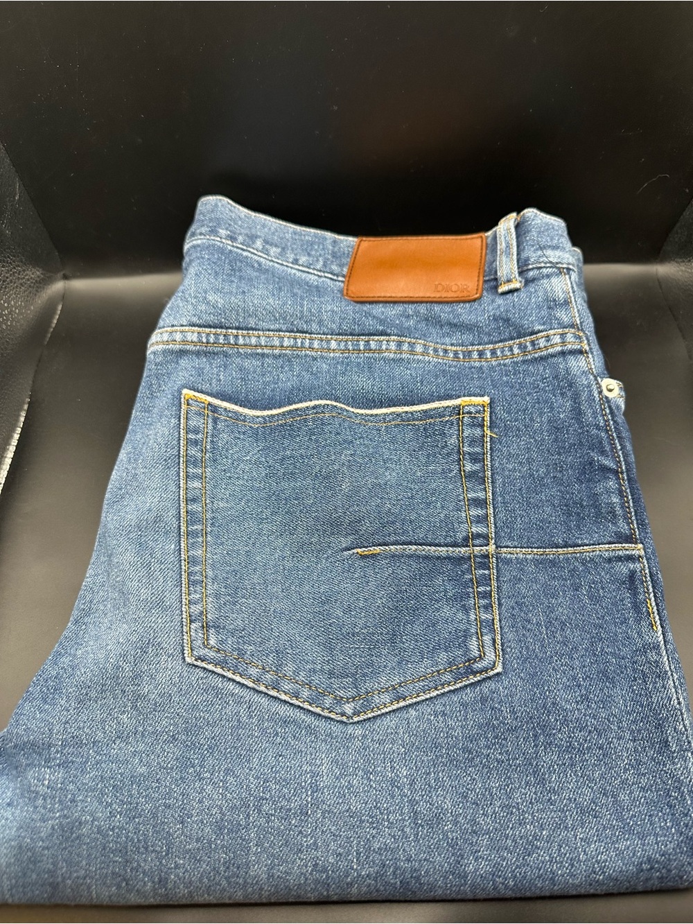 Dior Japan Slim Embroidered Mid Wash Denim US33
